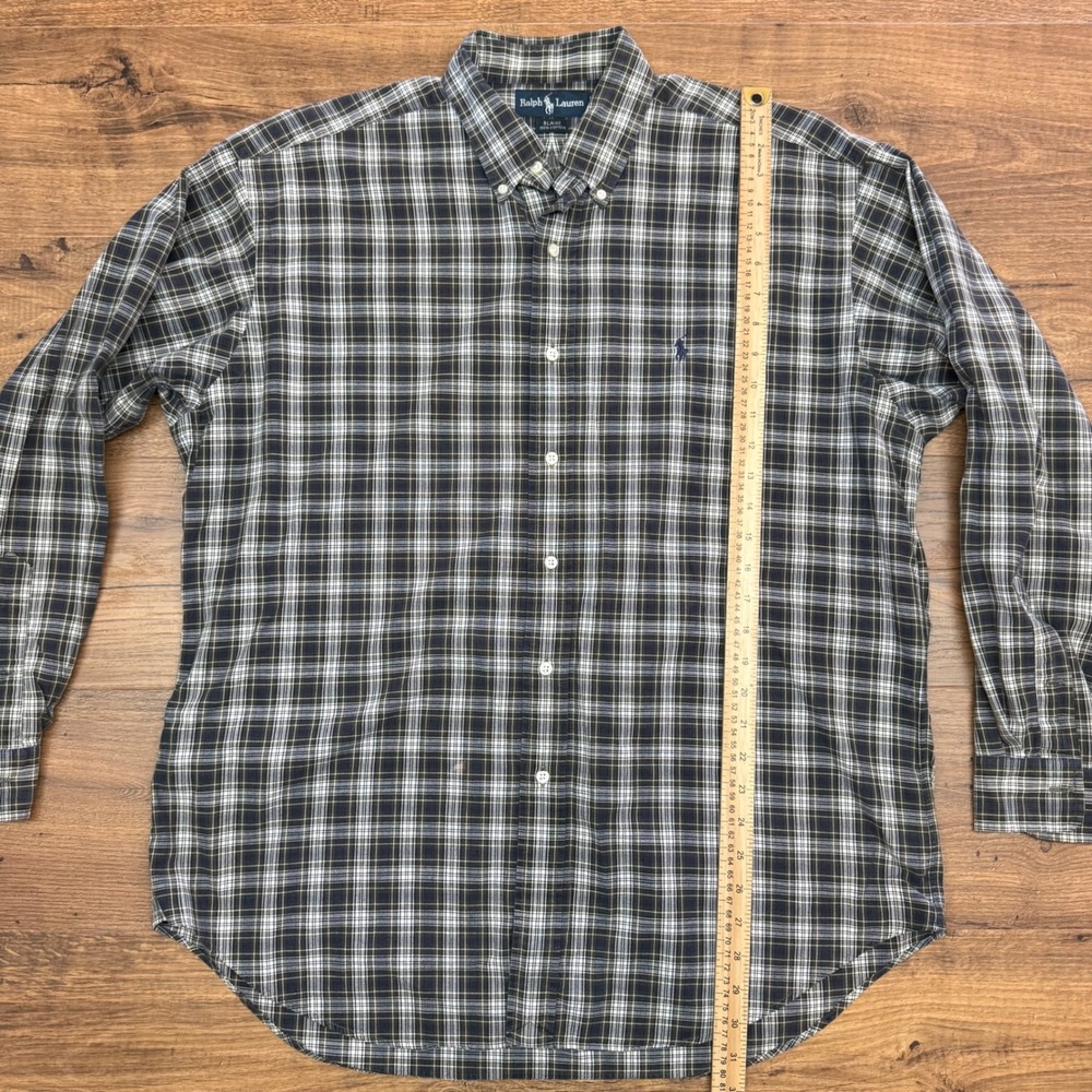 Polo Ralph Lauren Blake Men L Button Up Green Plaid Shirt Equestrian Preppy READ - Picture 6 of 6